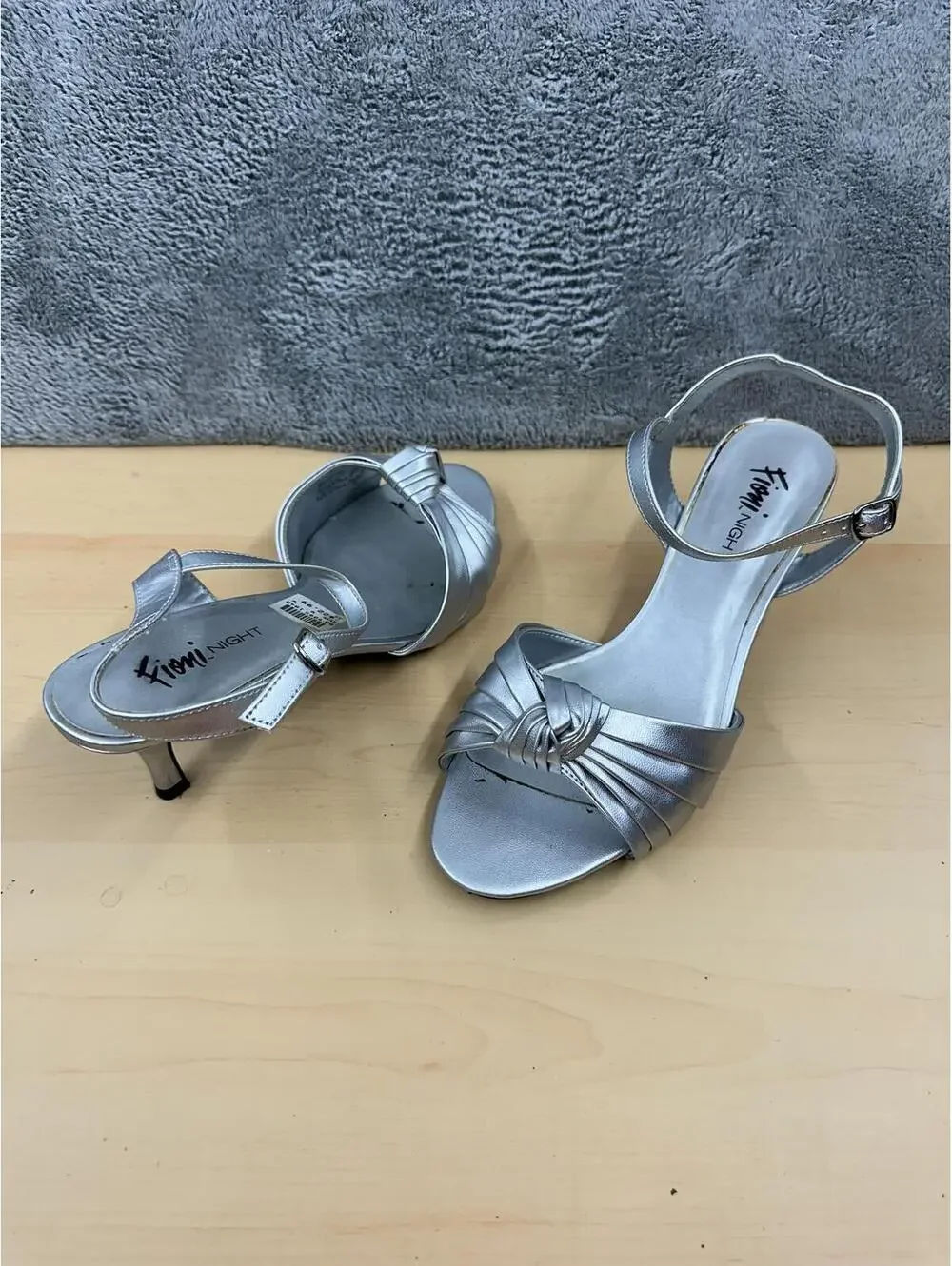 Fioni‎ Night Silver Metallic Ankle Strap Heels